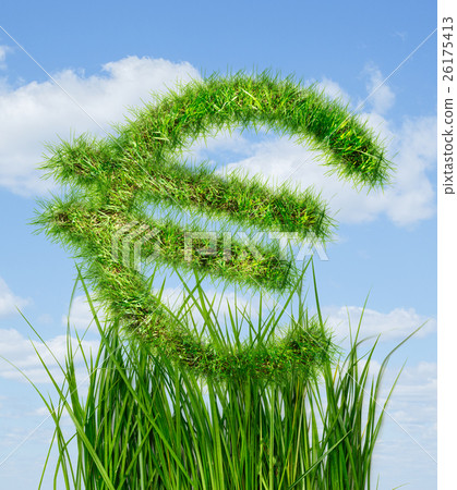 Euro sign made of green grass 26175413