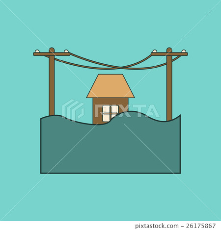 flat icon stylish background flood house - Stock Illustration [26175867 ...