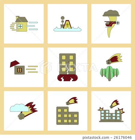 assembly flat icons natural disasters assembly flat icons natural disasters 26176046