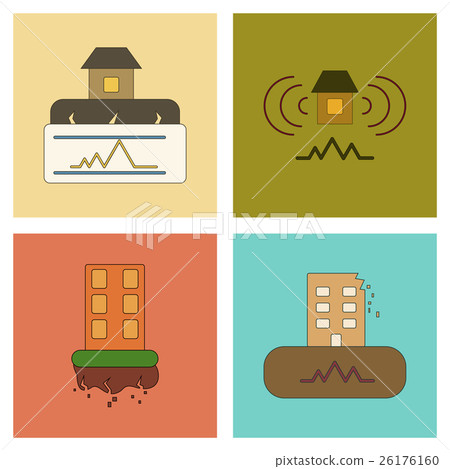 assembly flat icons natural disaster earthquake 26176160