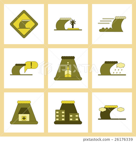 assembly flat icons nature disaster tsunami 26176339