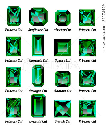 Set of green emeralds with rectangle cuts Set of green emeralds with rectangle cuts 26178499