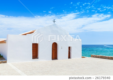 Agios Nikolaos. White Orthodox church, Greece 26179340
