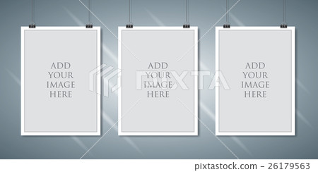 Download Vector Paper Frame Mockup Hanging With Paper Clip Stock Illustration 26179563 Pixta PSD Mockup Templates