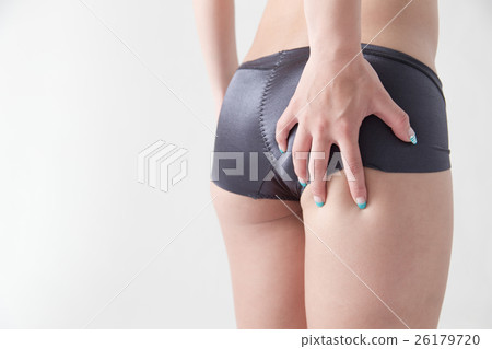Woman touching the hip · white back 26179720