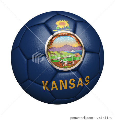 Kansas State Flag Football Closeup, Isolated on White Background (High Resolution 3D CG Rendering ∕ Coloring Illustration) 26181180