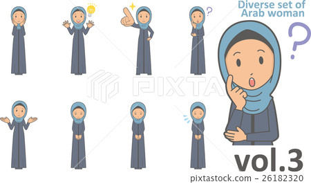 Arab female wearing hijab vol.3 (sets various facial expressions and poses) 26182320