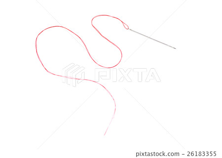Small needle with thread isolated over the white Small needle with thread isolated over the white 26183355