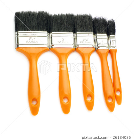 Pile of Paint brushes over isolated white Pile of Paint brushes over isolated white 26184086