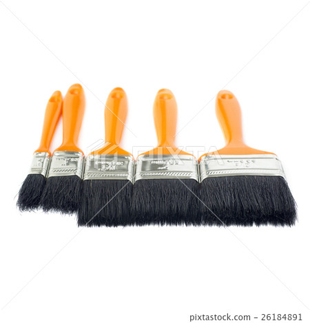 Pile of Paint brushes over isolated white Pile of Paint brushes over isolated white 26184891