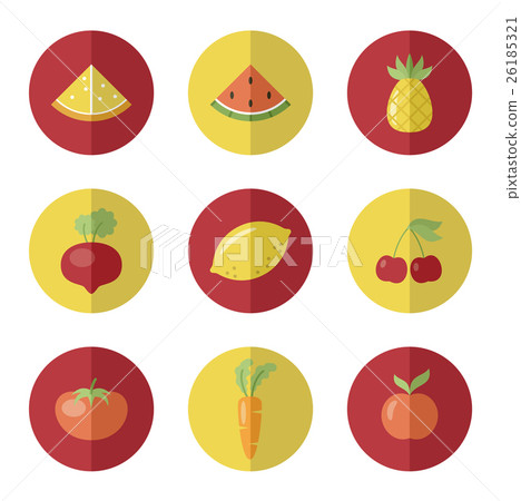 Set of fruit and vegetable icons 26185321