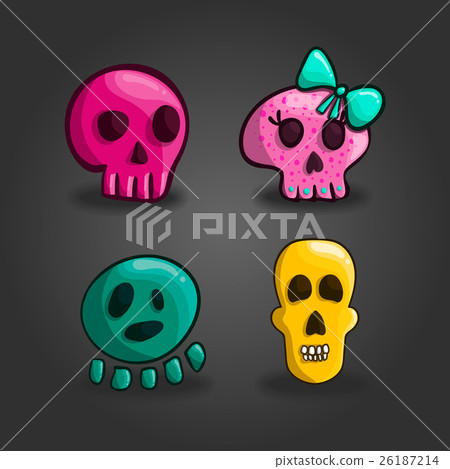 Set of cartoon skulls Set of cartoon skulls 26187214