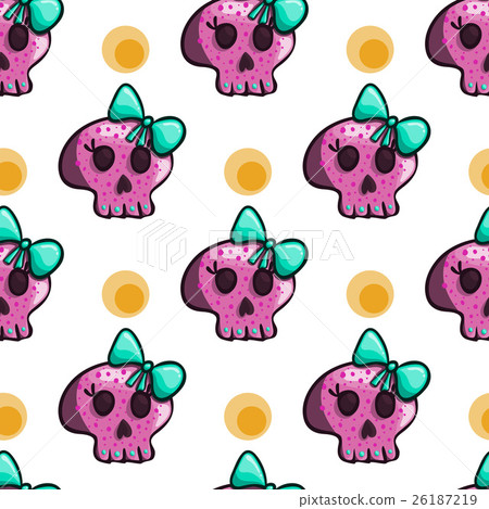 Seamless pattern with cartoon skulls Seamless pattern with cartoon skulls 26187219