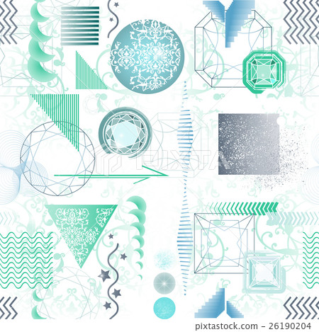 seamless pattern with geometric shapes, diamonds 26190204