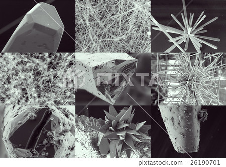 Scientific collage. Crystal in electron microscope Scientific collage. Crystal in electron microscope 26190701