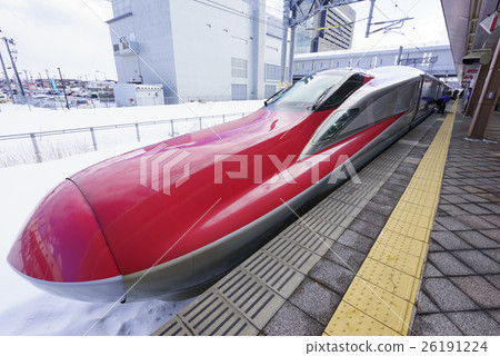 冬天準備雪秋田新幹線E 6系列7車形成第一輛車長鼻子 冬天準備雪秋田新幹線E 6系列7車形成第一輛車長鼻子 26191224