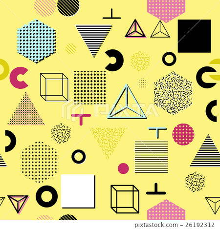 Trendy geometric elements memphis cards, seamless Trendy geometric elements memphis cards, seamless 26192312