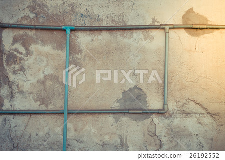 Minimalism style, Green water tube on the wall. 26192552