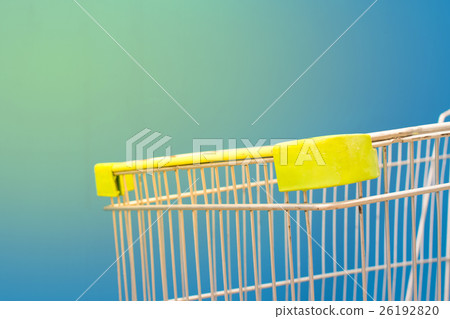 Minimalism style, Shopping cart and blue wall. 26192820