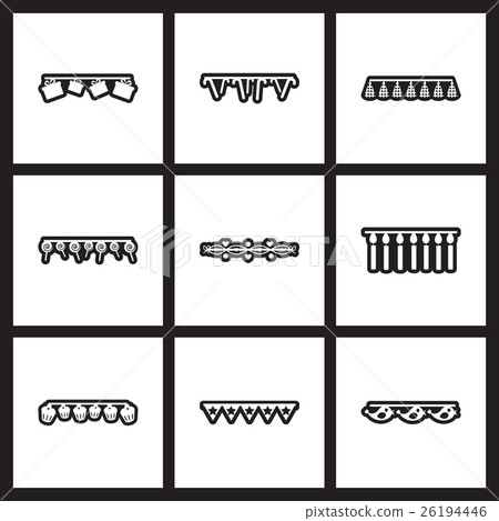 set of black and white icons Garlands 26194446