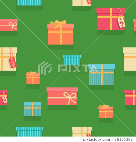 Seamless Pattern Gift Boxes with Ribbons and Bows - Stock Illustration ...