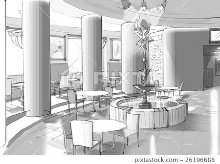 Cafe interior with a fountain Cafe interior with a fountain 26196688
