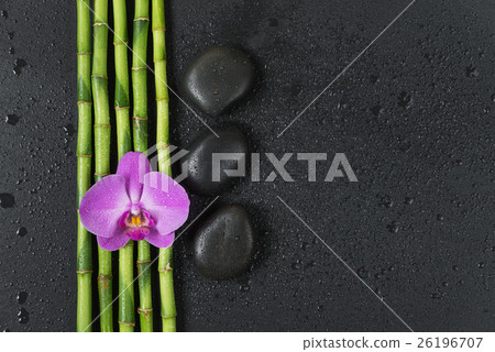 Spa concept: zen stones, orchid flower and bamboo 26196707
