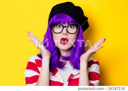 woman with purple hair woman with purple hair 26197138