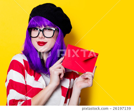 woman with christmas envelope woman with christmas envelope 26197139