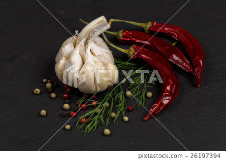 spices, pepper mix, chili pepper, garlic, dill spices, pepper mix, chili pepper, garlic, dill 26197394