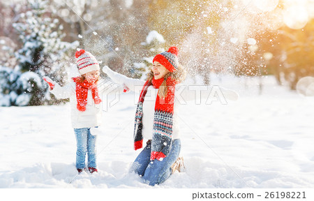 happy family mother and child daughter having fun, playing at wi happy family mother and child daughter having fun, playing at wi 26198221
