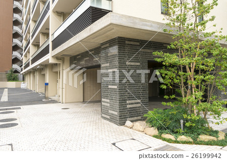 Residential condominium entrance image Day planting marble 26199942