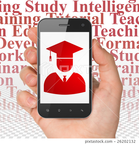 Education concept: Hand Holding Smartphone with 26202132