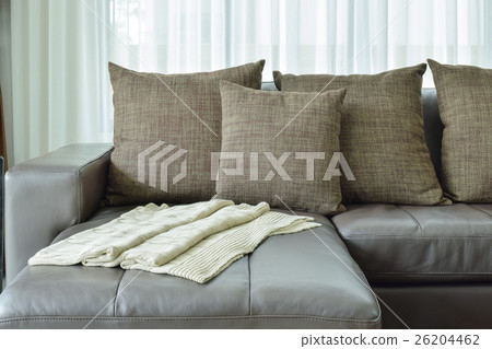 grey leather sofa with texture brown pillows grey leather sofa with texture brown pillows 26204462