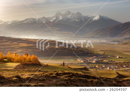 Village inclose mountain a famous landmark Village inclose mountain a famous landmark 26204597