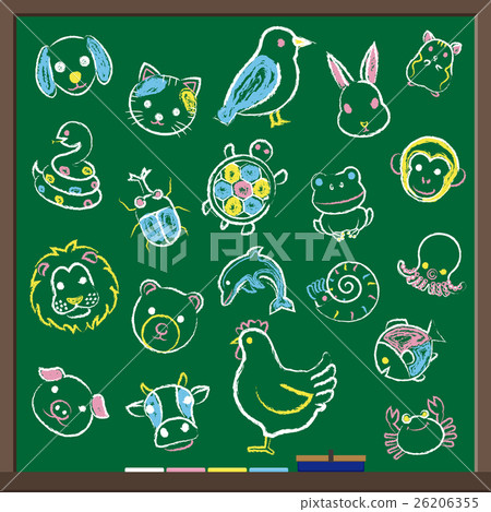Illustration of animals drawn with chalk 26206355