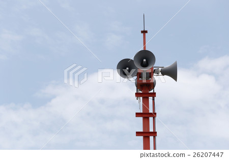 Loudspeakers broadcast alarms. Loudspeakers broadcast alarms. 26207447