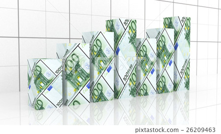 Growth graph with euro banknote Growth graph with euro banknote 26209463