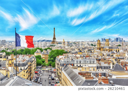 Beautiful panoramic view of Paris  26210461