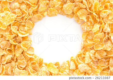 Pile of cornflakes, isolated on white background 26211087