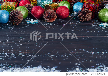 Frame of Christmas toys and tree Frame of Christmas toys and tree 26212421