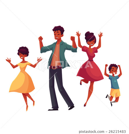 Cheerful cartoon style family jumping from Cheerful cartoon style family jumping from 26215483