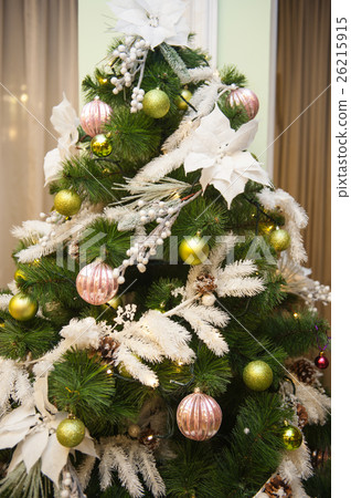 beautiful Christmas tree decorated with balls beautiful Christmas tree decorated with balls 26215915