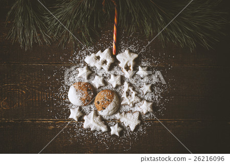 Christmas ball made by cookies on the background Christmas ball made by cookies on the background 26216096