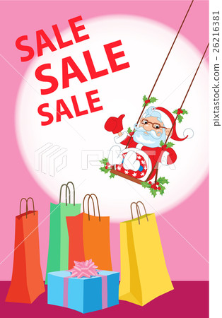 Santa sitting on a swing with mistletoe and rolls Santa sitting on a swing with mistletoe and rolls 26216381