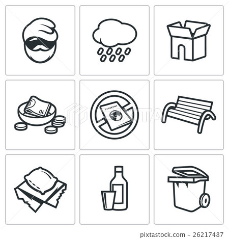 Homeless icons set. Vector Illustration. Homeless icons set. Vector Illustration. 26217487