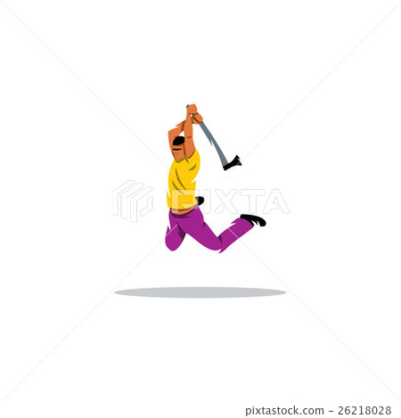 Man jumping with an ax sign. Vector Illustration. 26218028