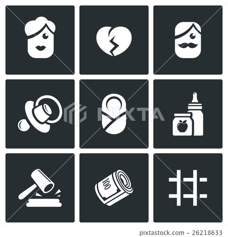 Divorce of parents icons set. Vector Illustration. 26218633