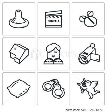Adult movies icons set. Vector Illustration. 26218773