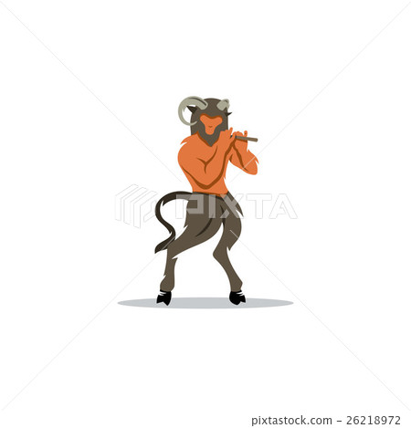 Satyr with pan flute. Vector Illustration. 26218972